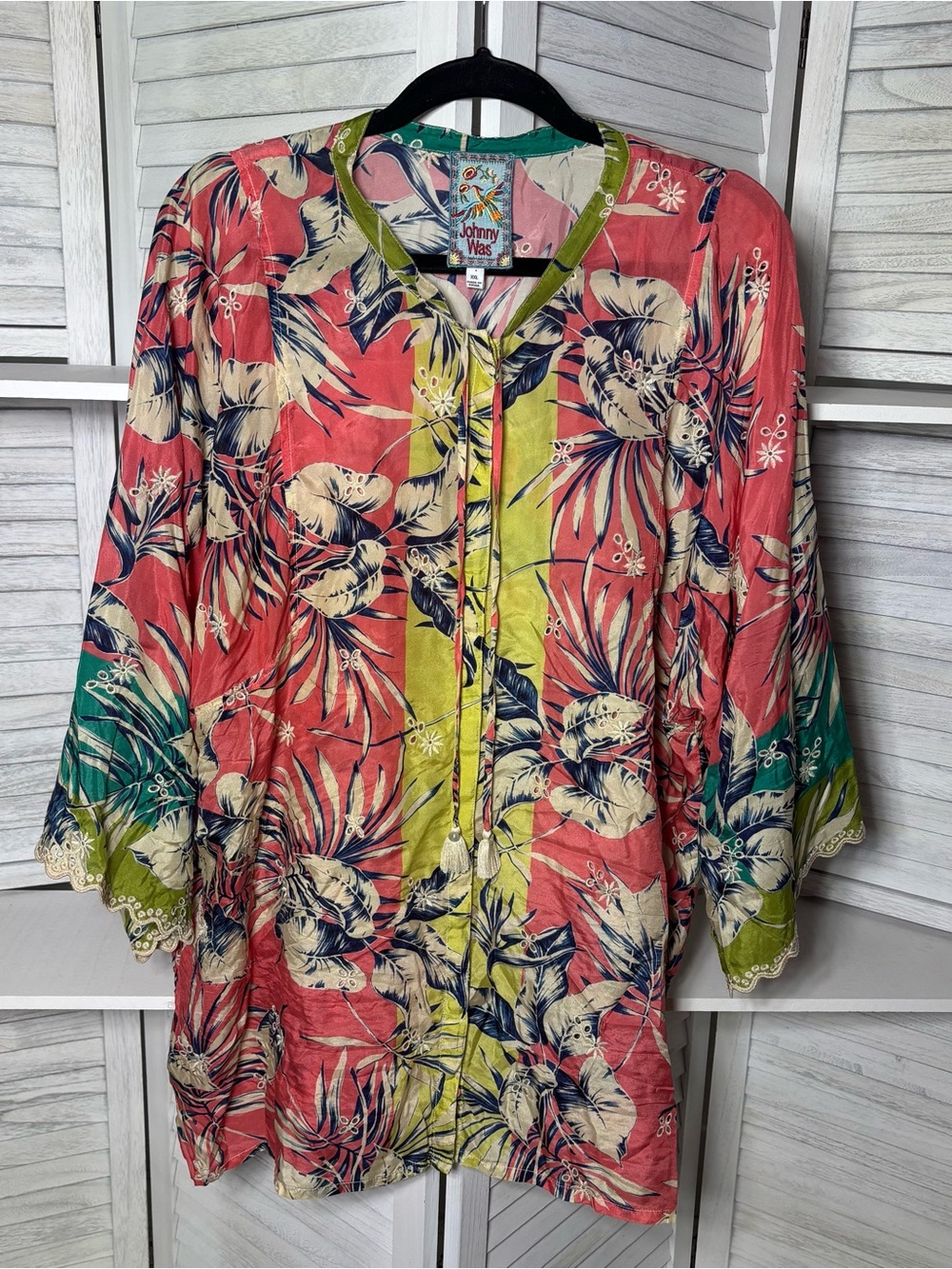 Johnny Was Kygo Marianne XXL 100% Silk Floral Button Down Tunic